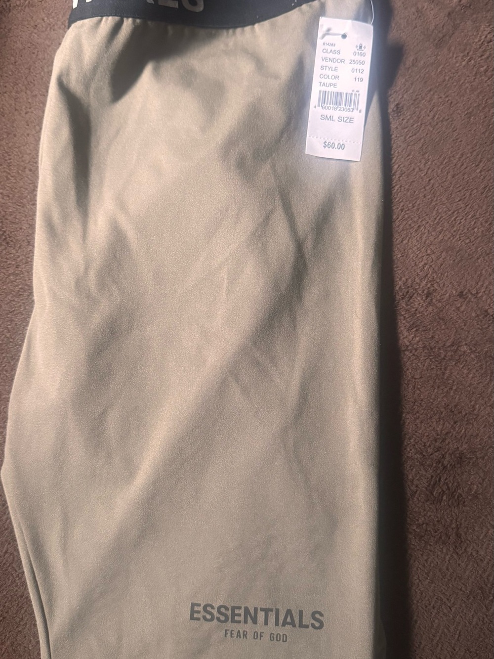 Fear of God ESSENTIALS Olive Green Leggings with Branded Hem